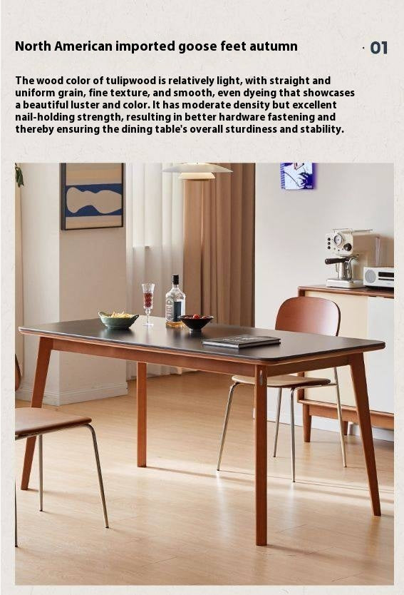 Tulipwood Solid Wood Rock Plate Dining Table