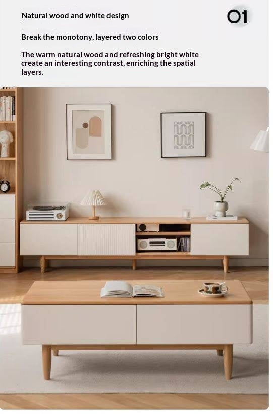 Oak Solid Wood Modern Storage TV Cabinet.