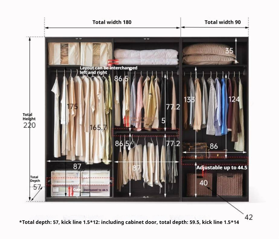 Pine Solid Wood Wardrobe Modern Simple