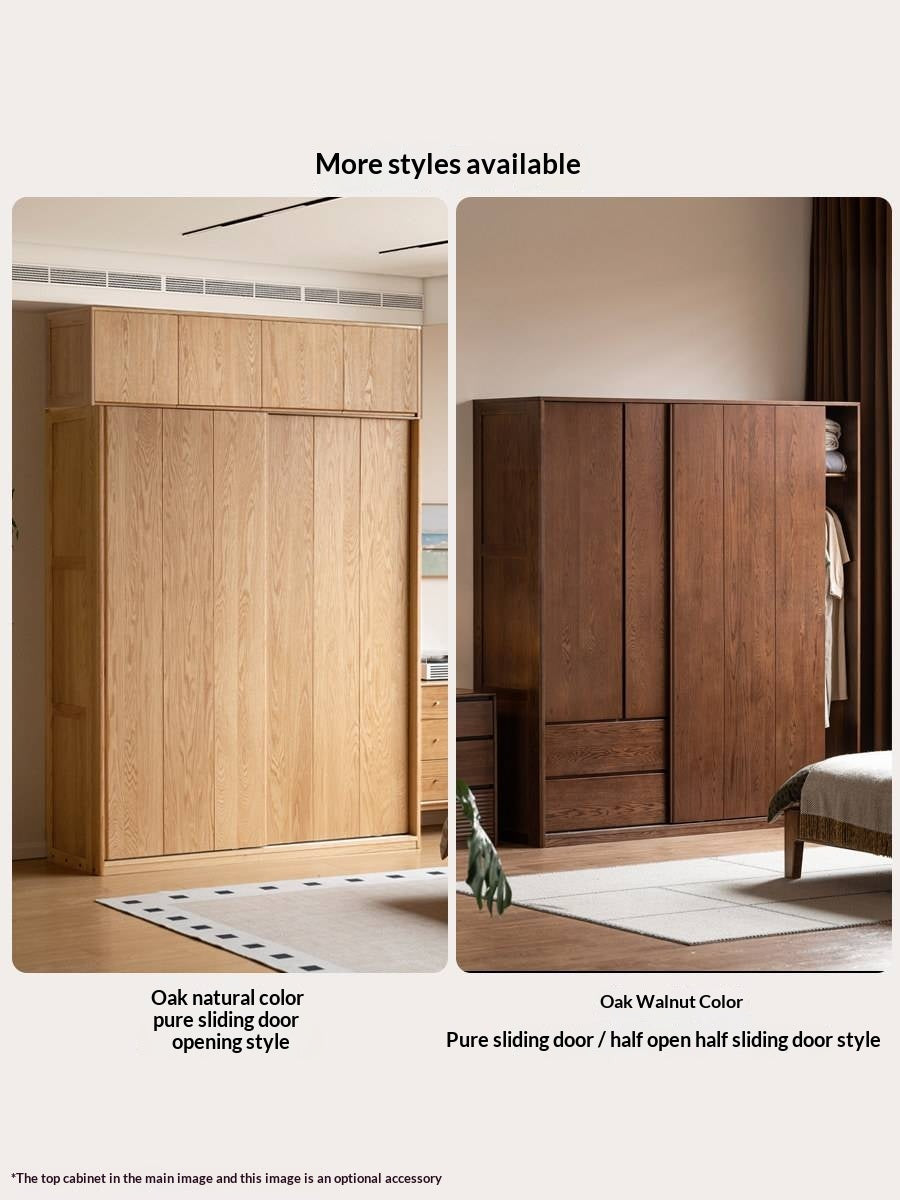 Oak Solid Wood Modern Storage Wardrobe with Casual Style