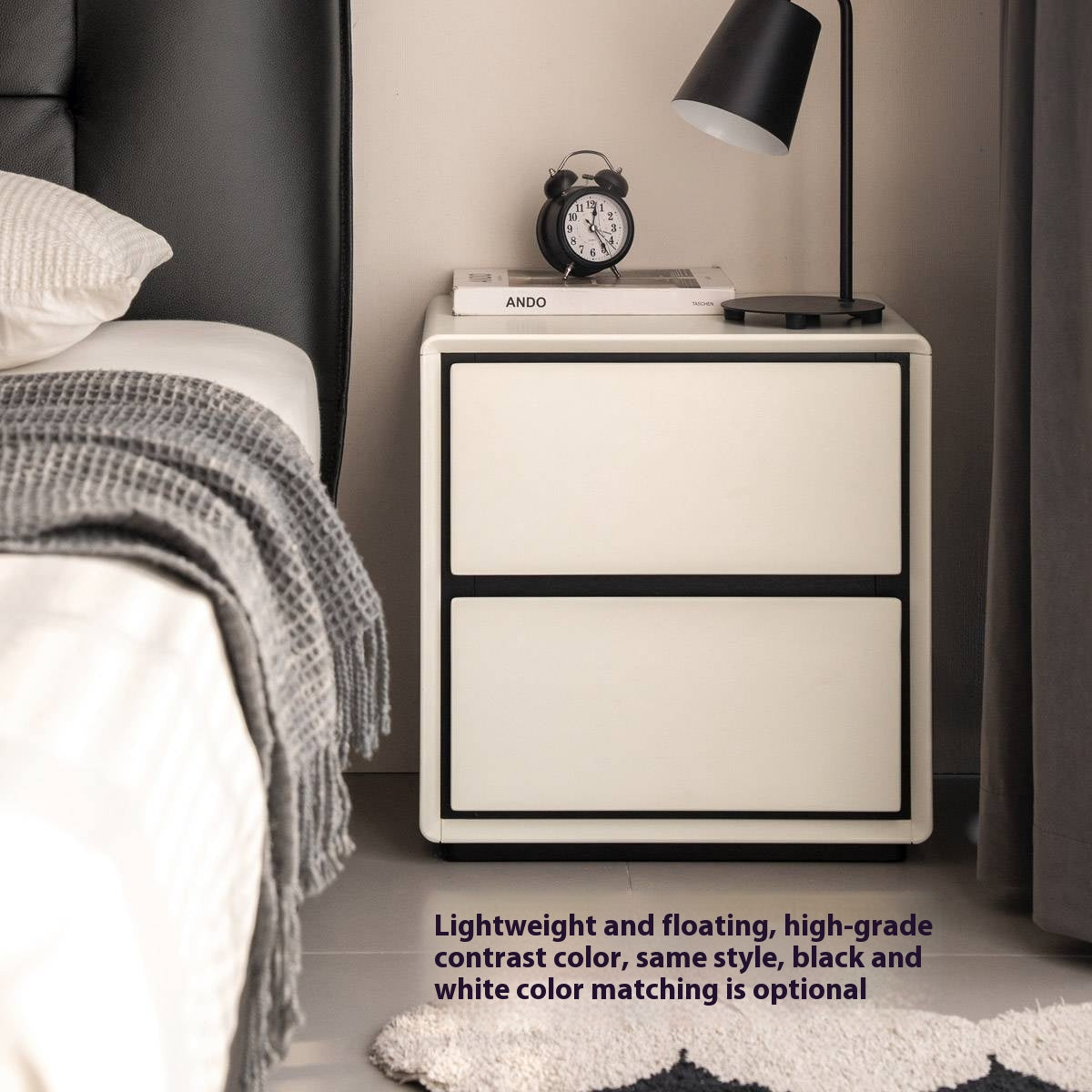 Cherry Solid Wood, Solid Rubberwood Nightstand