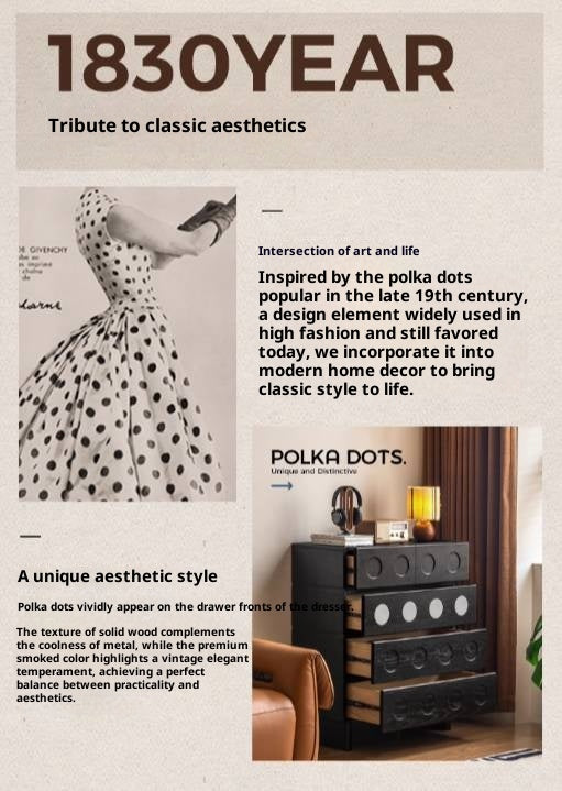 Oak Solid Wood Vintage Style Five-Drawer Chest