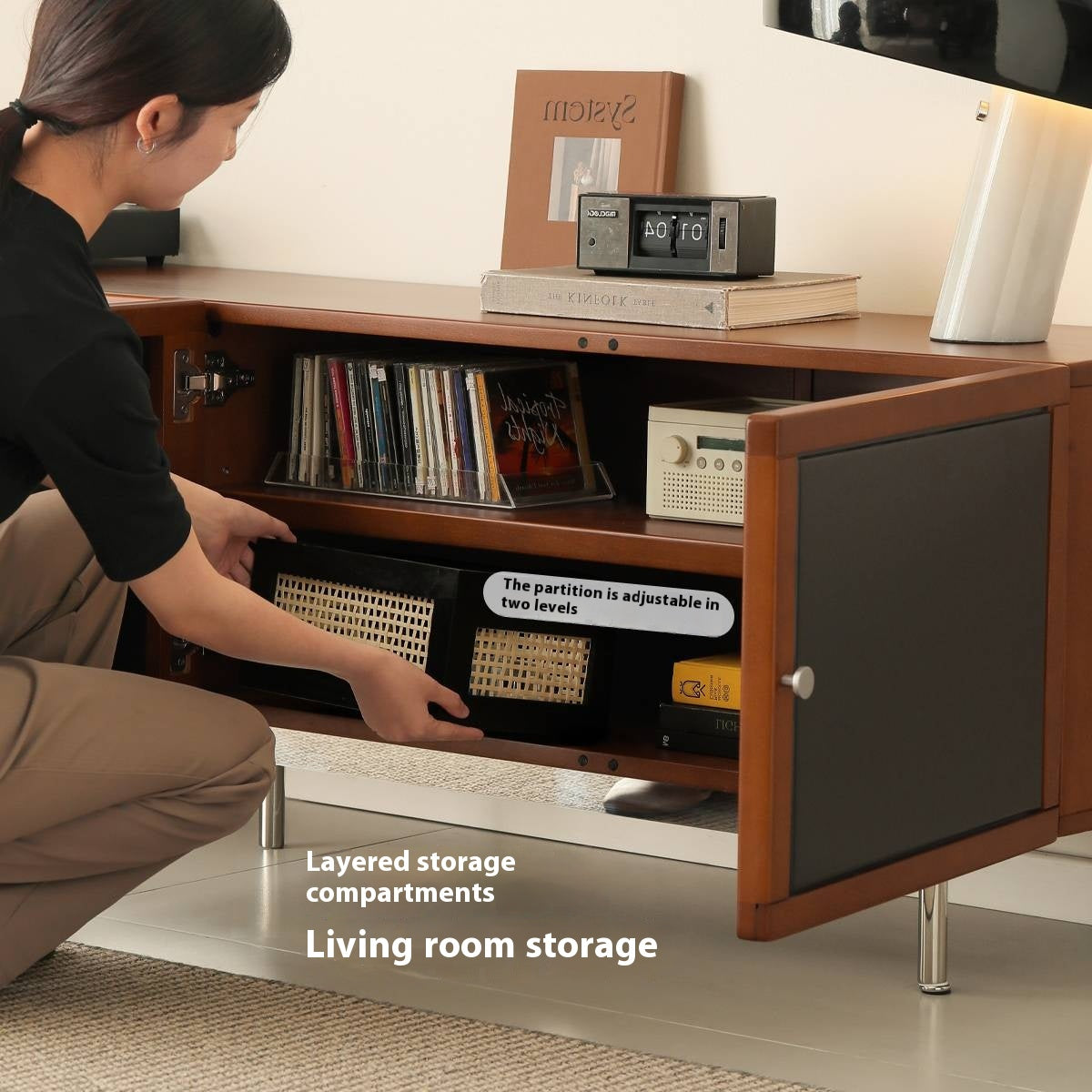 Poplar Solid Wood Bauhaus TV Stand.