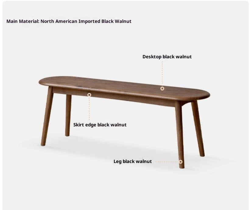 Black Walnut, Oak Solid Wood Nordic Long Bench