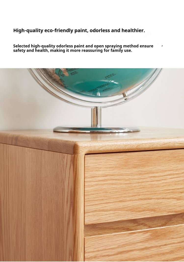 Oak Solid Wood Desk Cabinet with Drawers