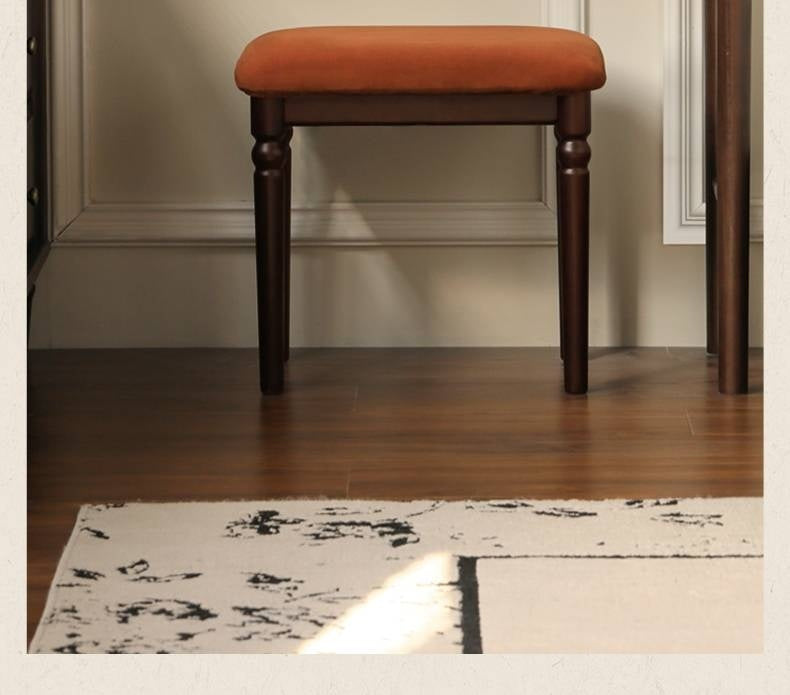 Beech Solid Wood American Retro Soft Makeup Stool.