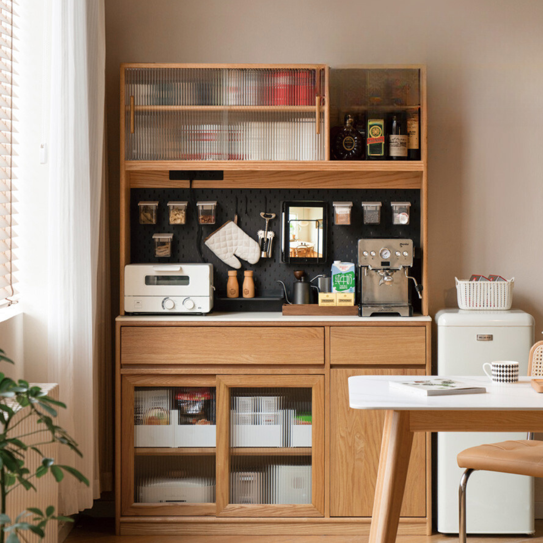 Oak Solid Wood Rock Board Modern Sideboard