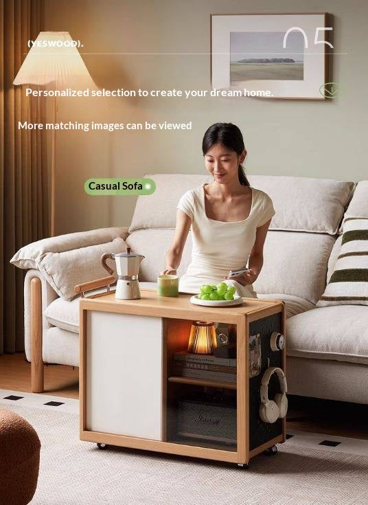 Beech Solid Wood Modern Corner Mobile Side Table