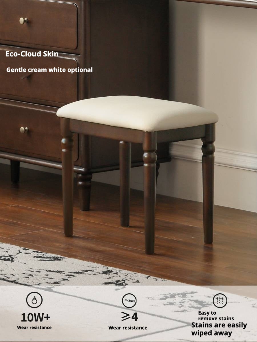 Beech Solid Wood American Retro Soft Makeup Stool.