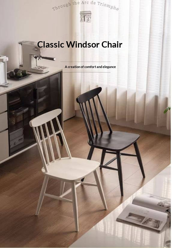 4 pcs -Solid RubberWood Windsor Dining Chair, Modern Spindle Back Chair, Scandinavian Farmhouse Style Kitchen