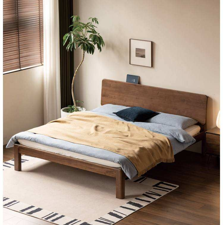 Black Walnut, Golden Sandalwood Solid Wood Bed
