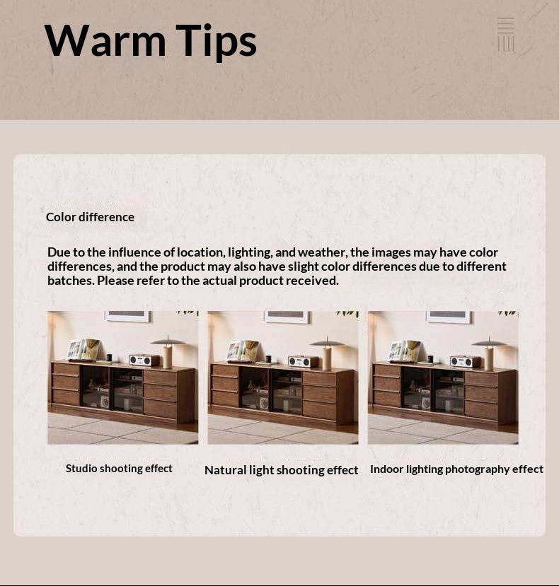 Black Walnut Solid Wood TV Cabinet with Large Storage