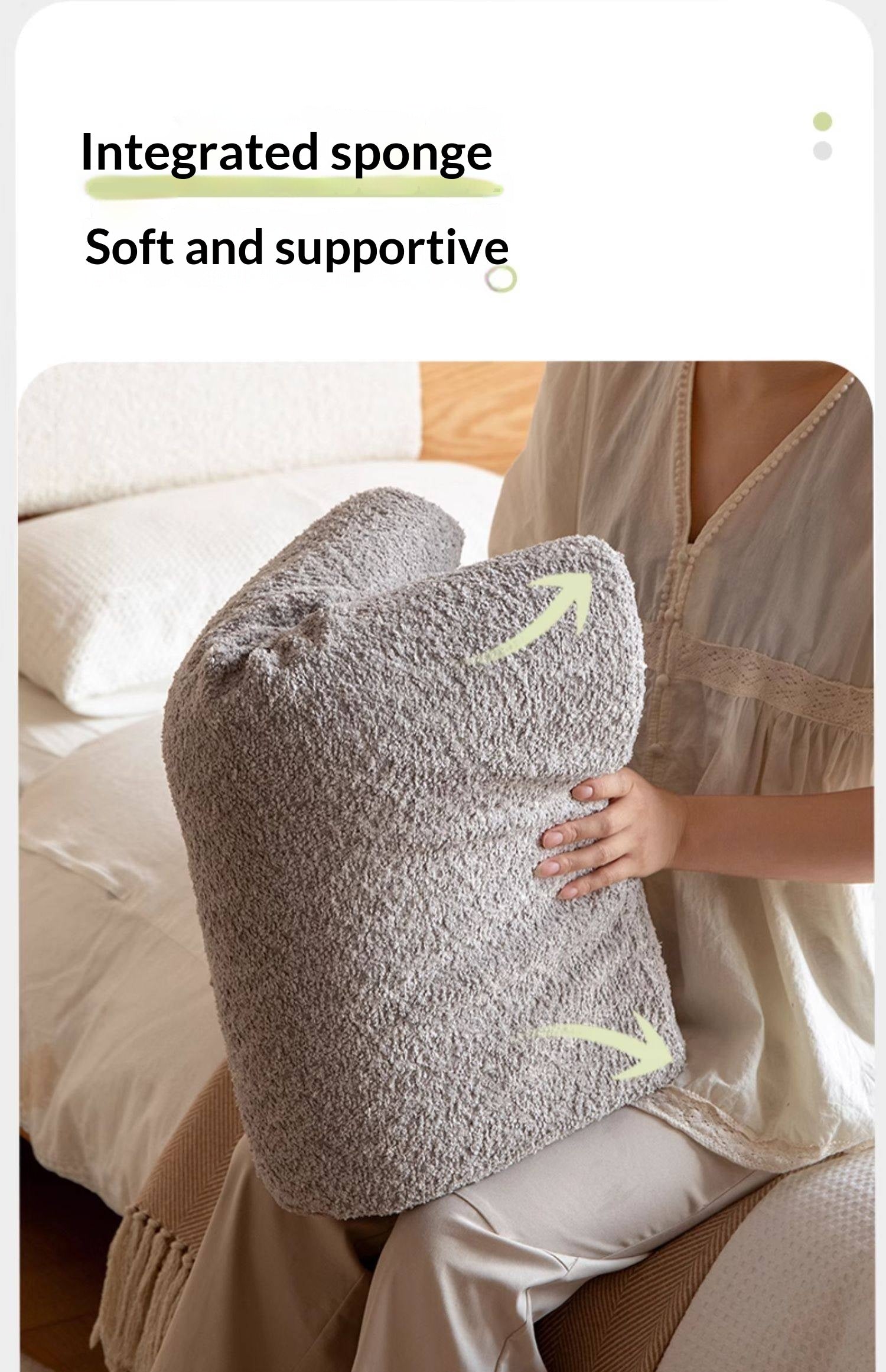 Lambswool Hanging Headboard Pillow in Creamy Style