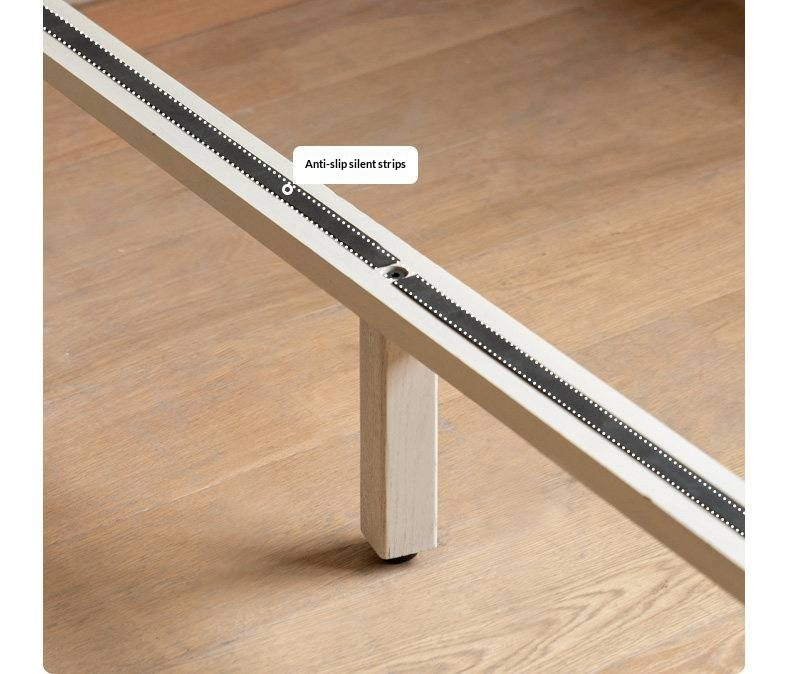 Oak Solid Wood Bed — Cream Style with Slanted Backrest