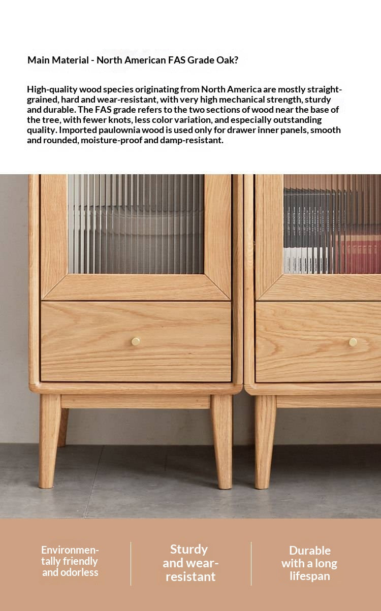Oak, Ash Solid Wood Side Cabinet