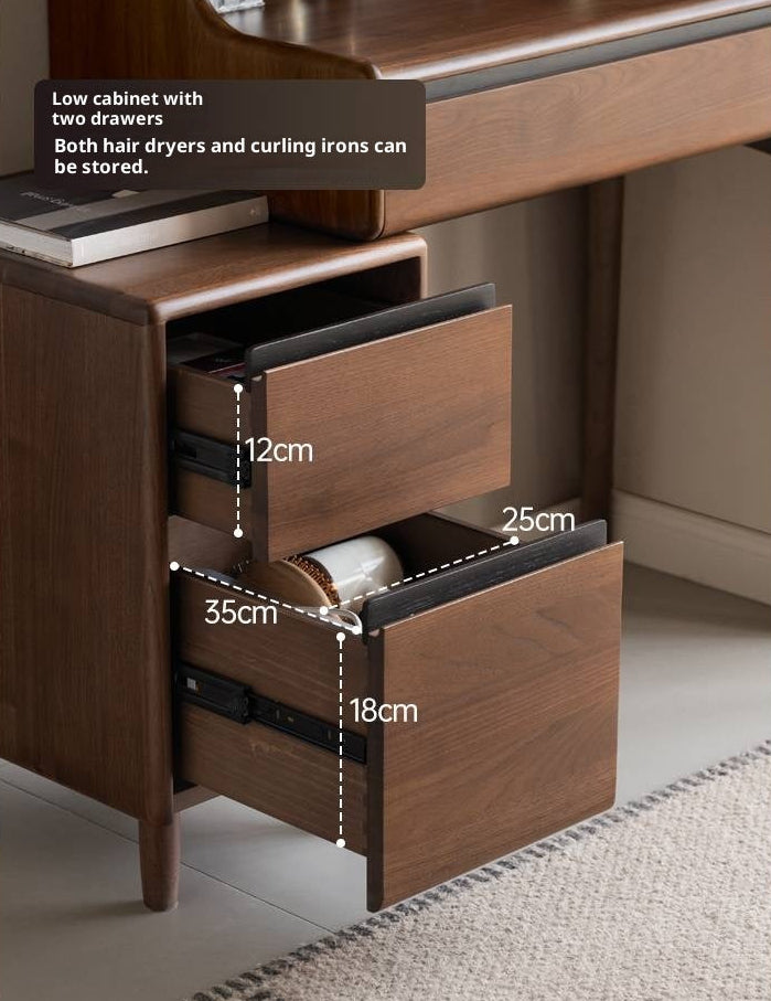 Black Walnut, Sandalwood Solid Wood Light Luxury Multifunctional Dressing Table