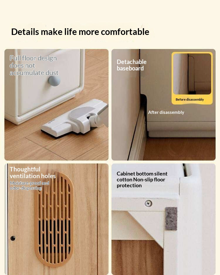 Solid Rubberwood, Beech Solid Wood Cream Style Ultra-narrow Children's Nightstand