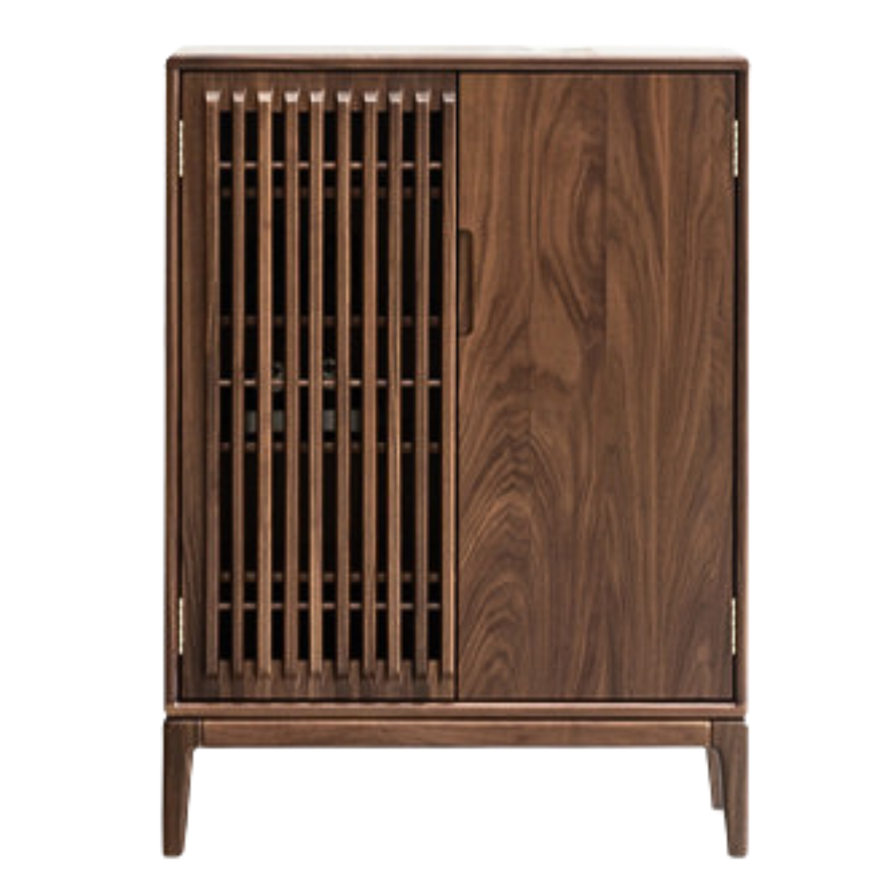 Black Walnut, Ash Two-Door Shoe Cabinet Entrance