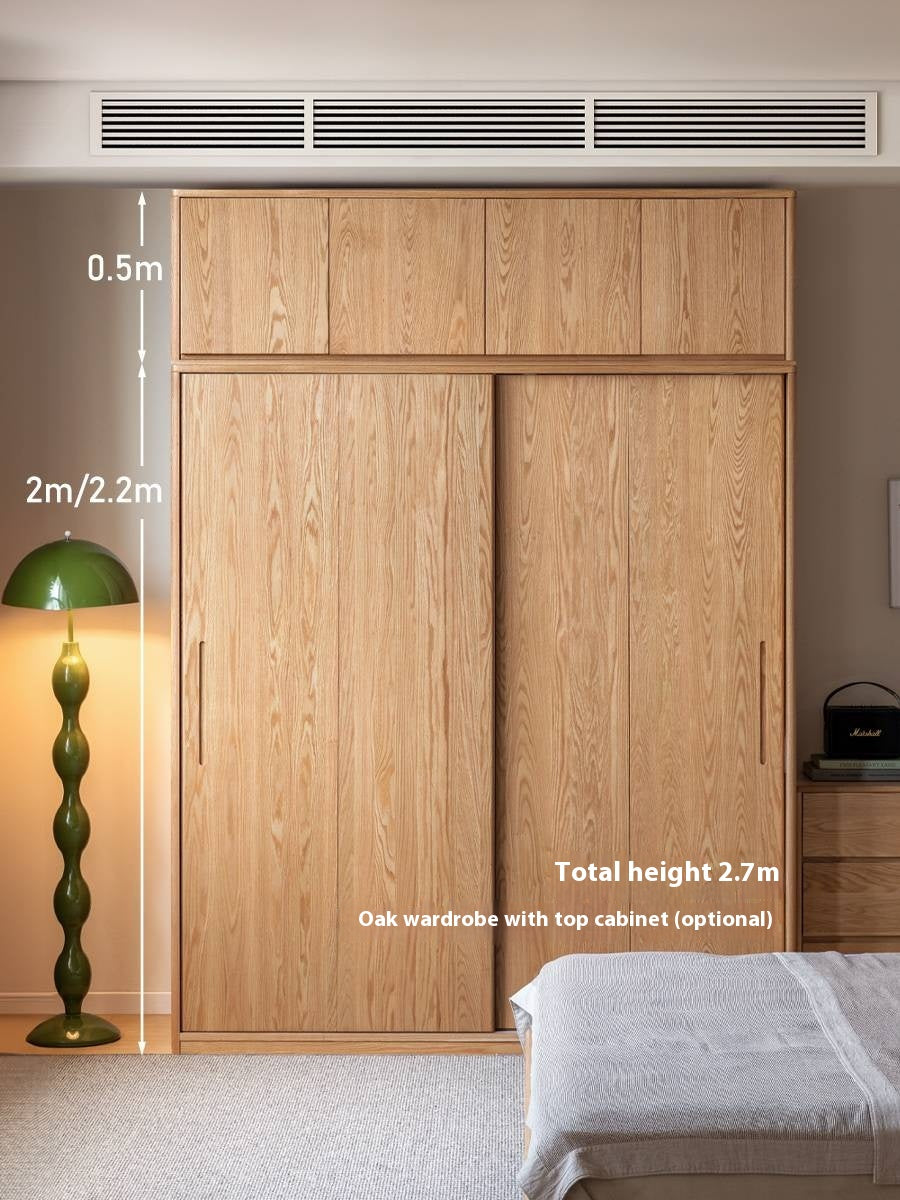 Oak, Ash Solid Wood Wardrobe With Sliding Doors