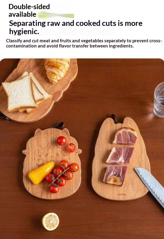 Cherry Solid Wood Pet-Shaped Cutting Board and Baby Food Plate
