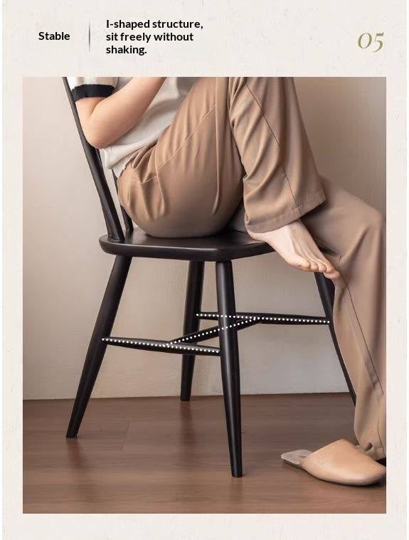 4 pcs -Solid RubberWood Windsor Dining Chair, Modern Spindle Back Chair, Scandinavian Farmhouse Style Kitchen