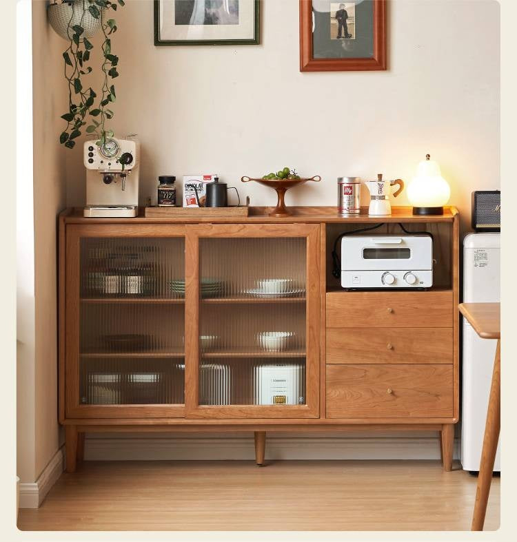 Cherry Solid Wood Ancient Style Ultra Thin Side Cabinet