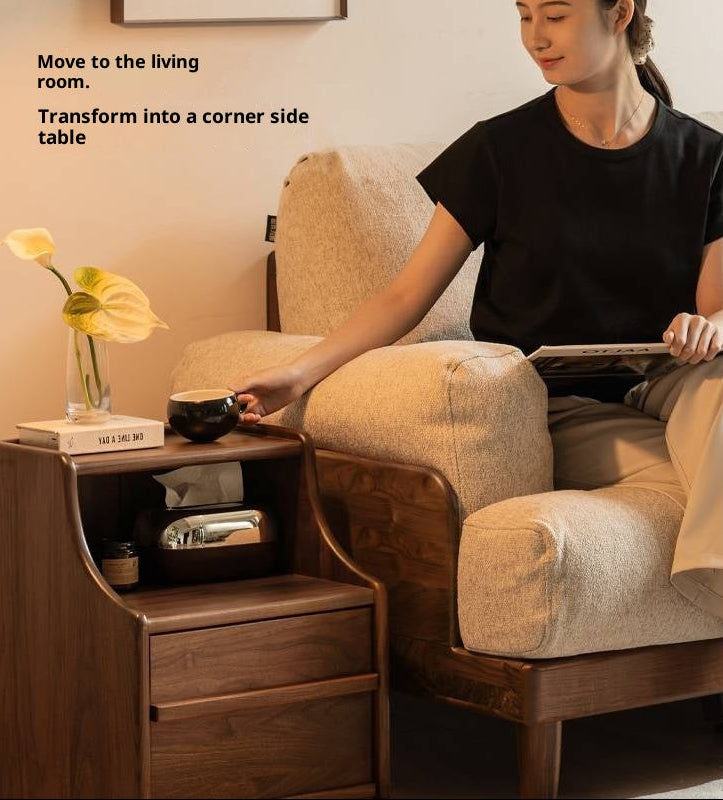 Black Walnut Solid Wood Italian Light Luxury Nightstand