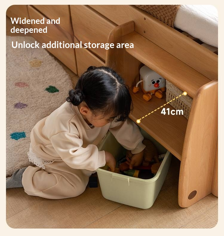 Beech Solid Wood Children's Night Light Storage Loft Bed