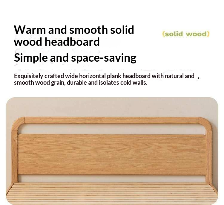 Oak, Rubberwood Solid Wood Storage Bed with Adjustable Height and Gas Lift