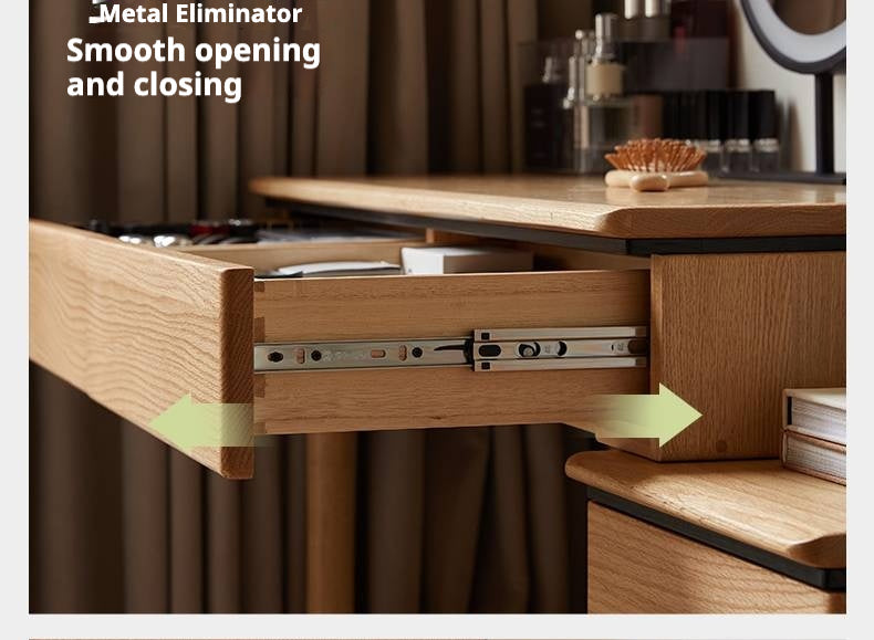 Oak Solid Wood Modern Retractable Vanity Table.