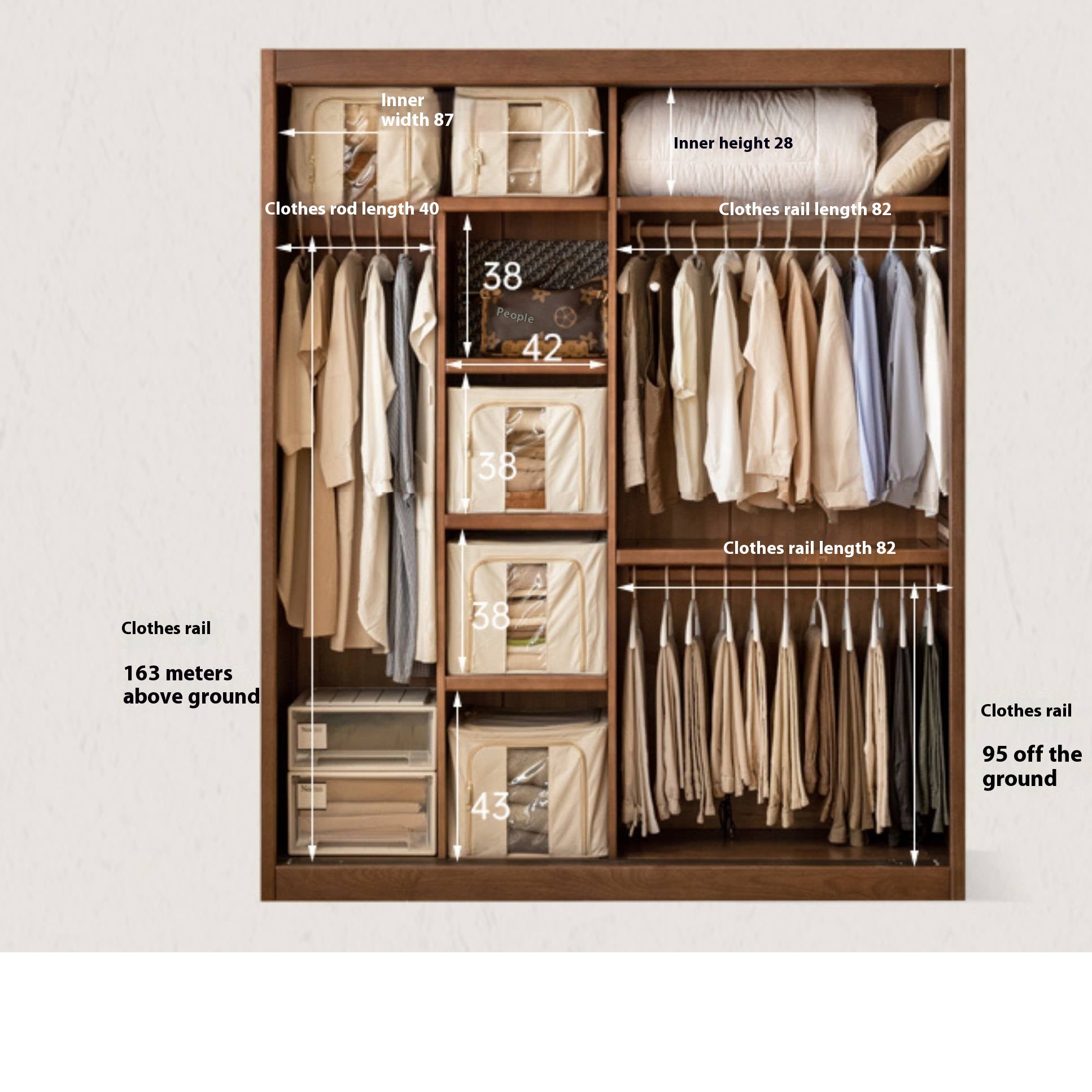 Golden Sandalwood Solid Wood Wardrobe
