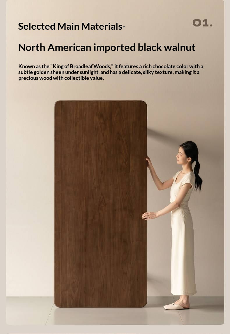 Black Walnut, Sandalwood Solid Wood Italian Light Luxury Dining Table