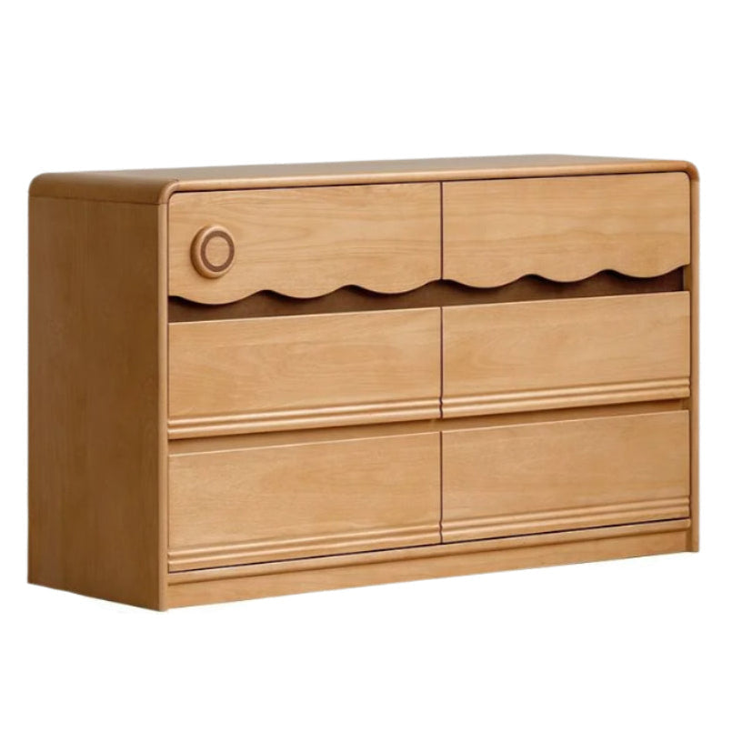 Beech Solid Wood, Solid RubberWood Scalloped Kids Dresser with Round Knobs