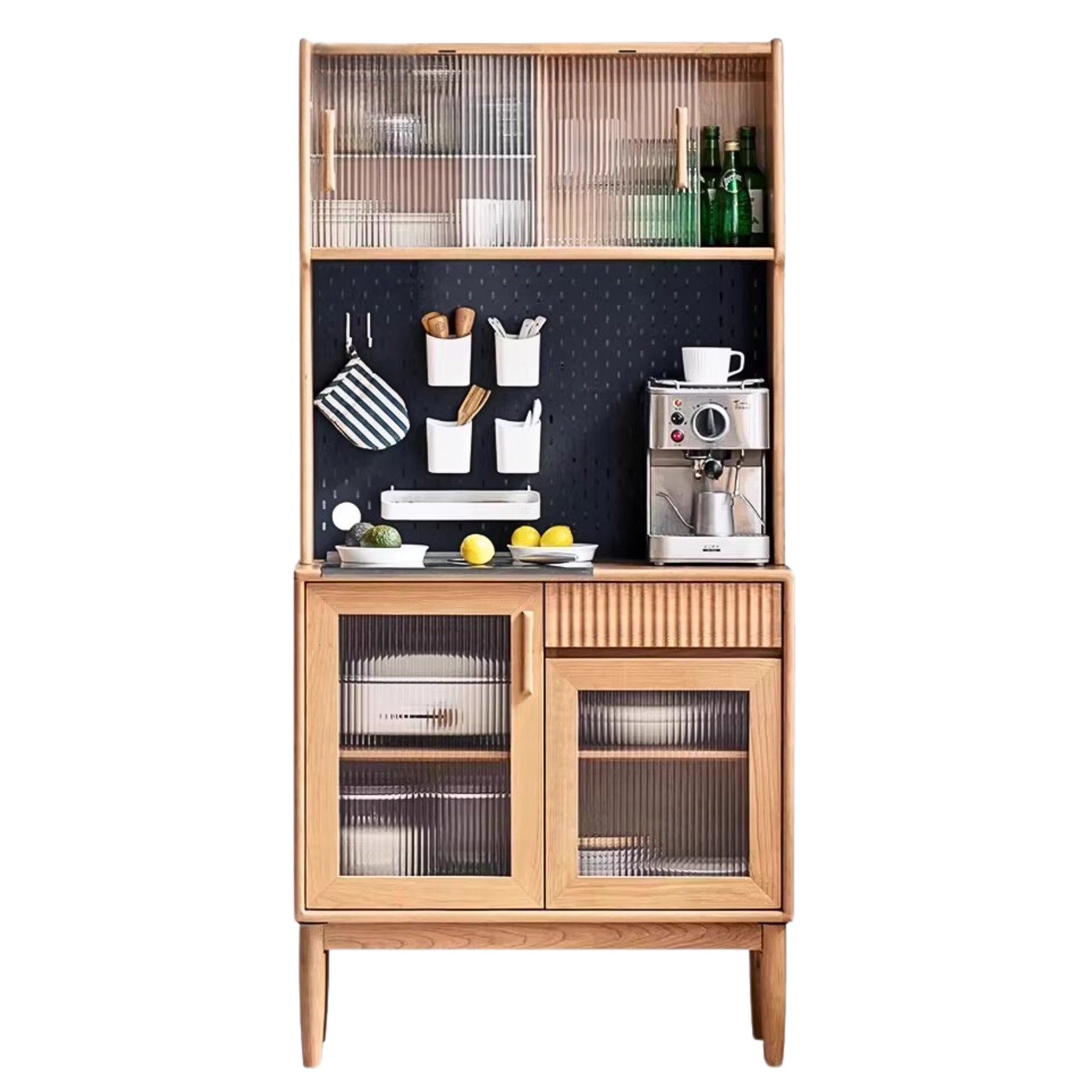 Cherry, Oak, Black Walnut Solid Wood Retro Dining Sideboard