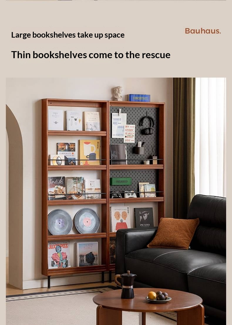 Solid Rubberwood Vintage Style Ultra-Thin Bookshelf