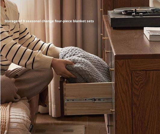 Oak, Solid Rubberwood Modern Minimalist Chest of Drawers