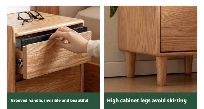 Oak Solid Wood Modern Nightstand.