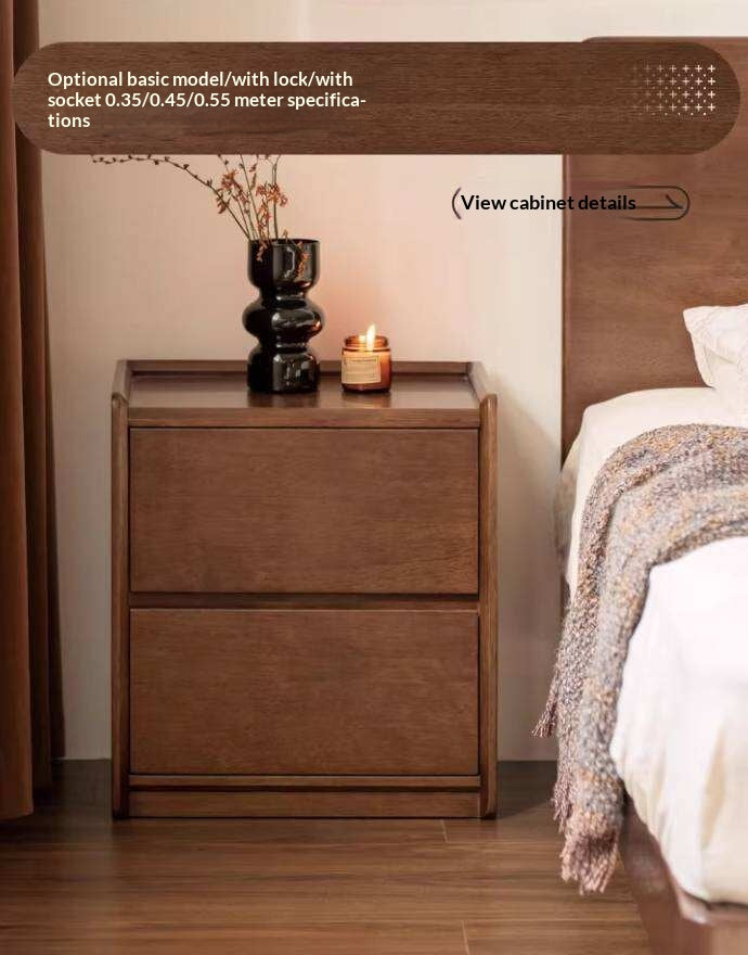 Ash Solid Wood Nightstand with Single Drawer and Open Shelf