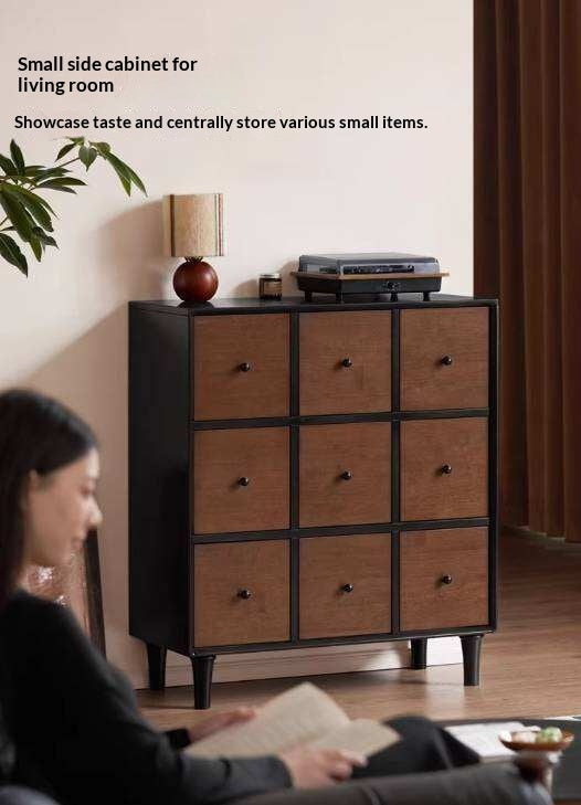 Rubberwood Solid 9-Drawer Dresser, Mid Century Bedroom Storage Cabinet