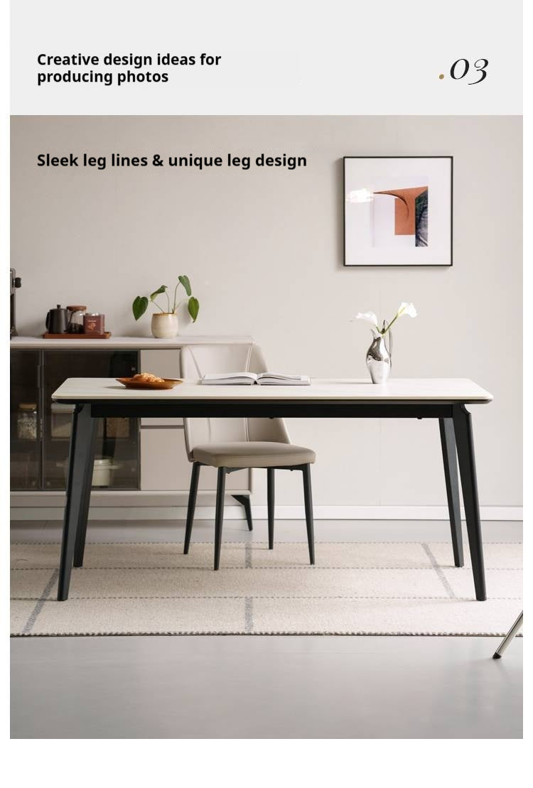 Solid Rubberwood Modern Minimalist Rock Board Dining Table