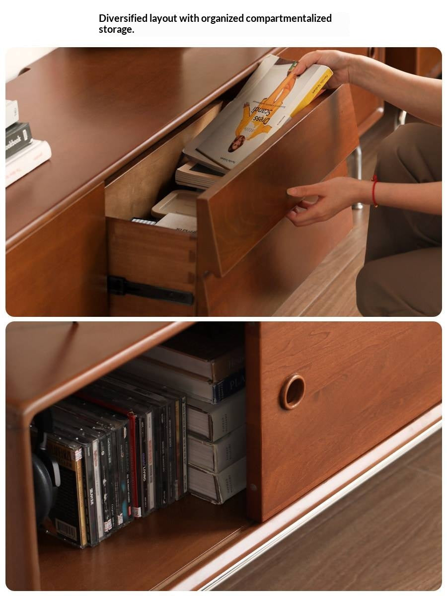 Poplar Solid Wood Retro Floor TV Cabinet.