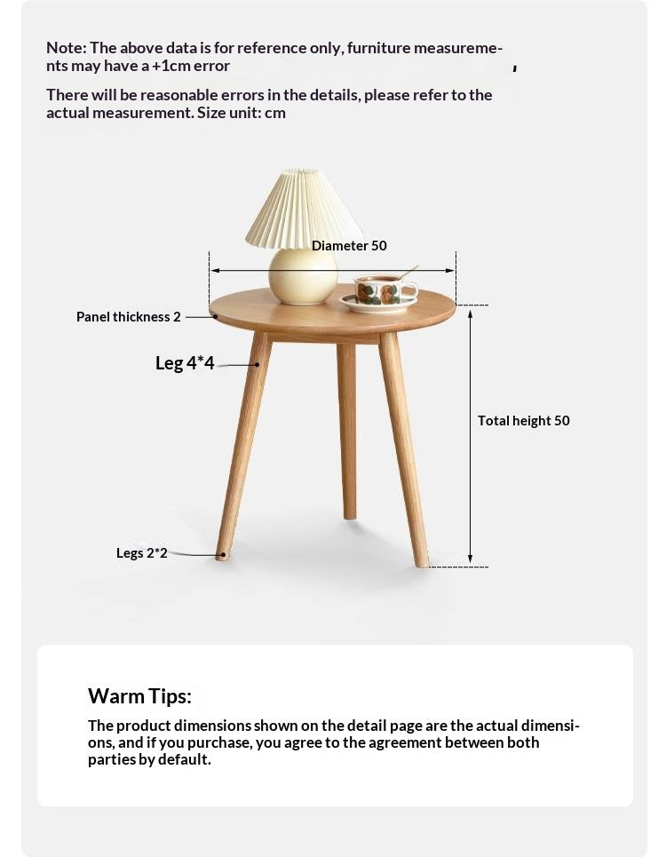 Oak, Solid RubberWood Nordic Style Side Table