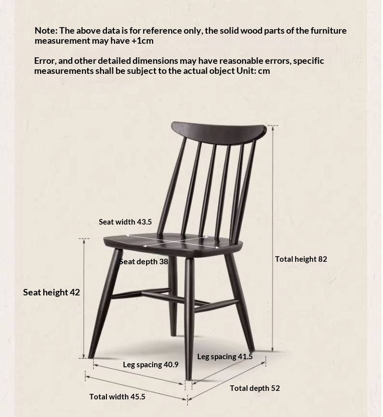 4 pcs -Solid RubberWood Windsor Dining Chair, Modern Spindle Back Chair, Scandinavian Farmhouse Style Kitchen