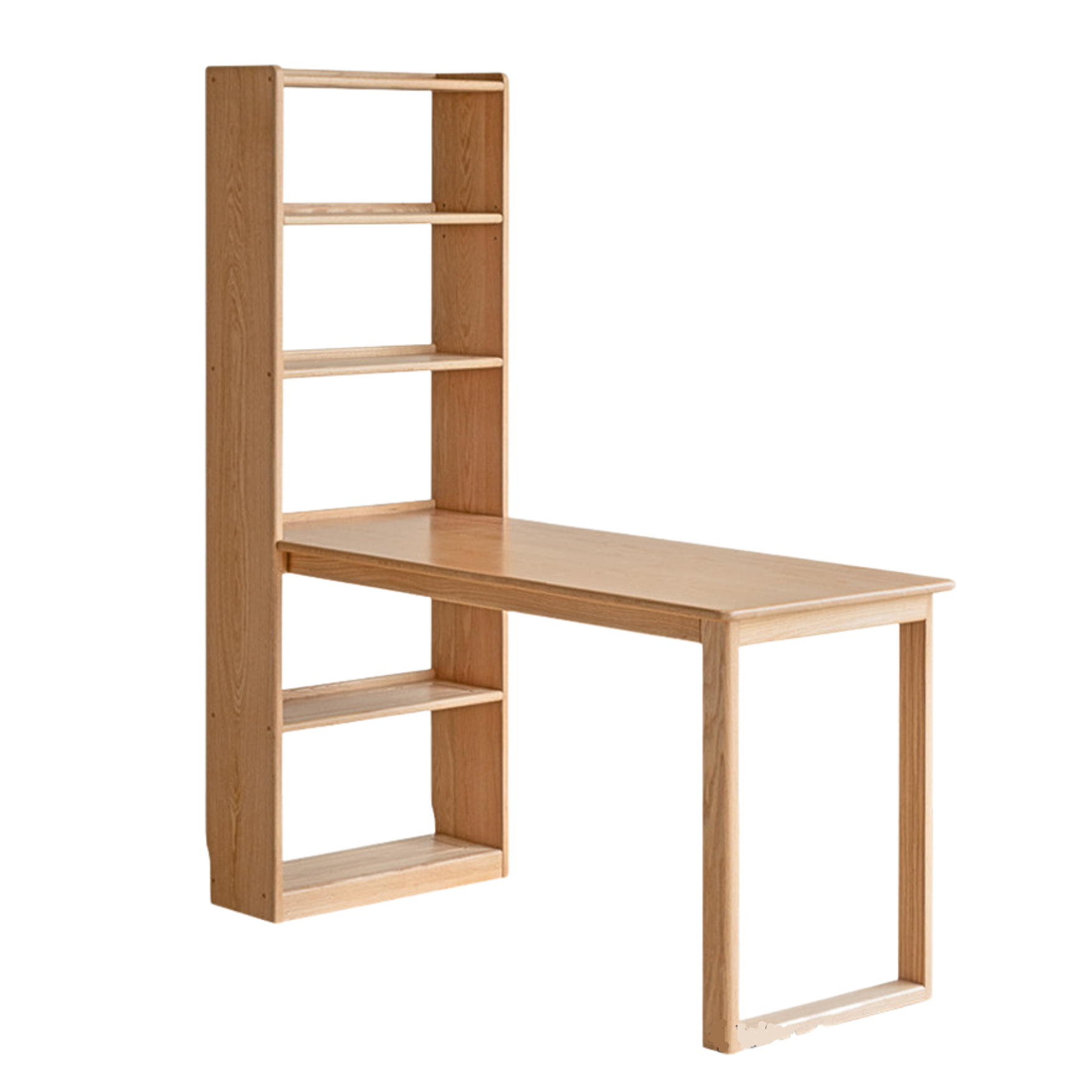 Oak Solid Wood Desk and Bookshelf Integrated Office Desk