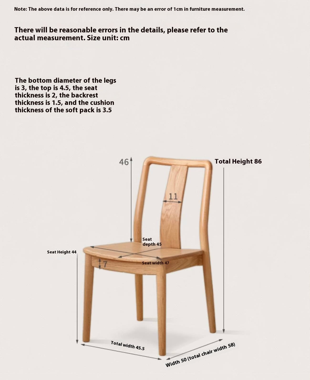 Set 4 pcs Oak Solid Wood New Chinese Style Dining Chair