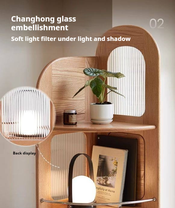 Oak, Ash Solid Wood Bookshelf Household Corner Storage Rack