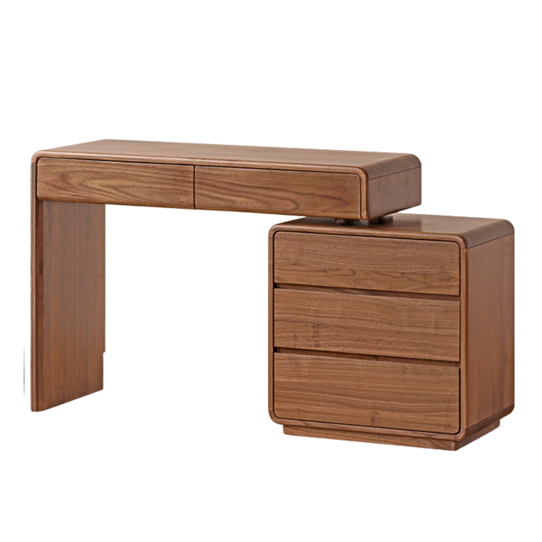 Black Walnut, Sandalwood Solid Wood Dressing Table Chest Of Drawers.