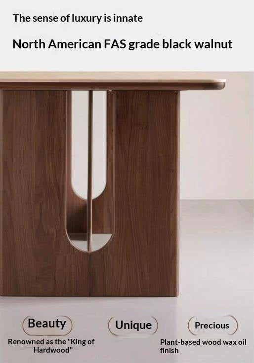 Black Walnut Solid Wood Light Luxury Style Rock Plate Dining Table