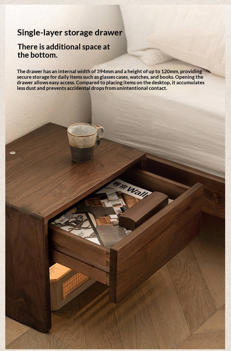 Black Walnut, Ash Solid Wood Simple Modern Nightstand