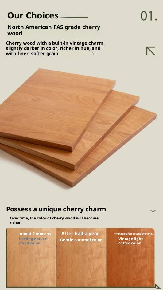 Cherry Solid Wood Modern Nightstand.